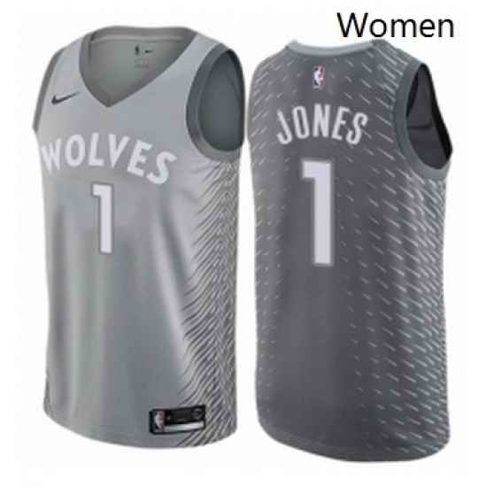 Womens Nike Minnesota Timberwolves 1 Tyus Jones Swingman Gray NBA Jersey City Edition
